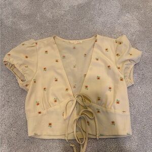 Floral Embroidered Yellow Top